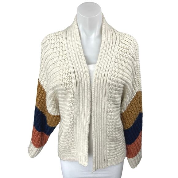 BB Dakota Block & Roll Multicolor Colorblock Chunky Knit Cardigan Sweater Size M - Picture 1 of 5